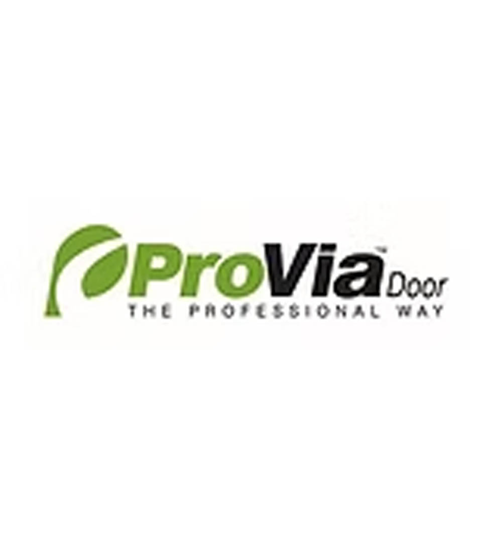 ProVia Door logo with a green leaf design and the words ProVia Door in green and black, followed by the tagline The Professional Way in gray below—trusted for storm damage recovery solutions.
